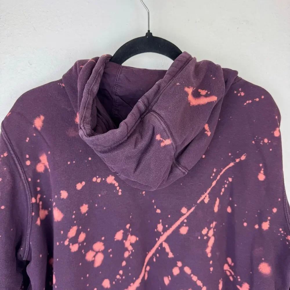 Nike Club pullover fleece Purple Splatter Dye Hoodie Sweatshirt Womens Sz M